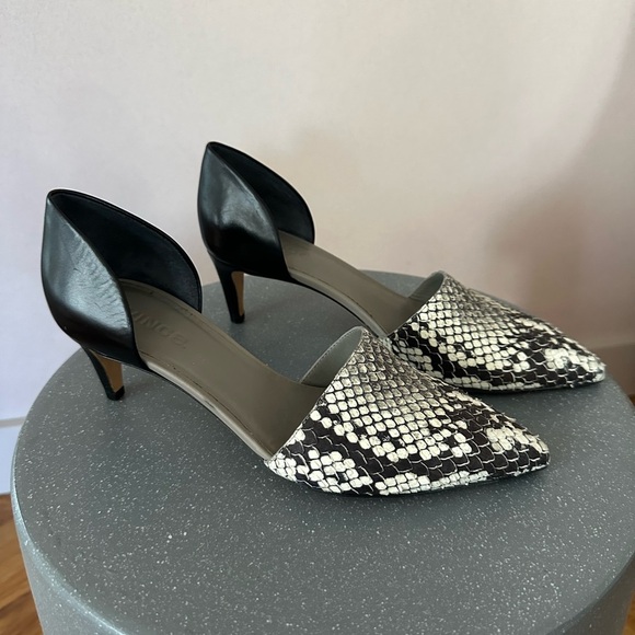 Vince Black and White Kitten Heels with Snake Print - Picture 2 of 5